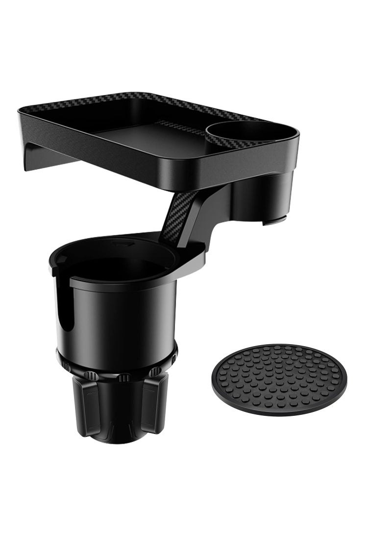 Captaintech Car Cup Holder Expander Tray - 360-Degree Rotating Dinner Plate with Adjustable Base for Drinks, Coffee, Burgers, and Water Cups. Perfect for On-the-Go Meals! - Image 1