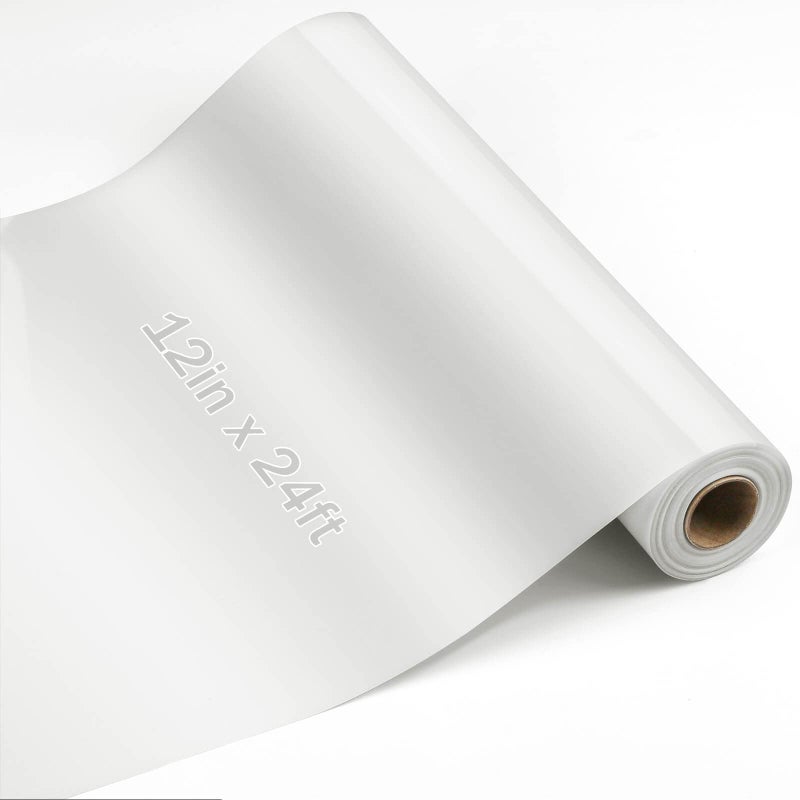 Flasoo Heat Transfer Vinyl Rolls 12 x 24ft HTV Iron on Vinyl for Shirts Compatible with Cricut Cameo Heat Press MachinesWhite