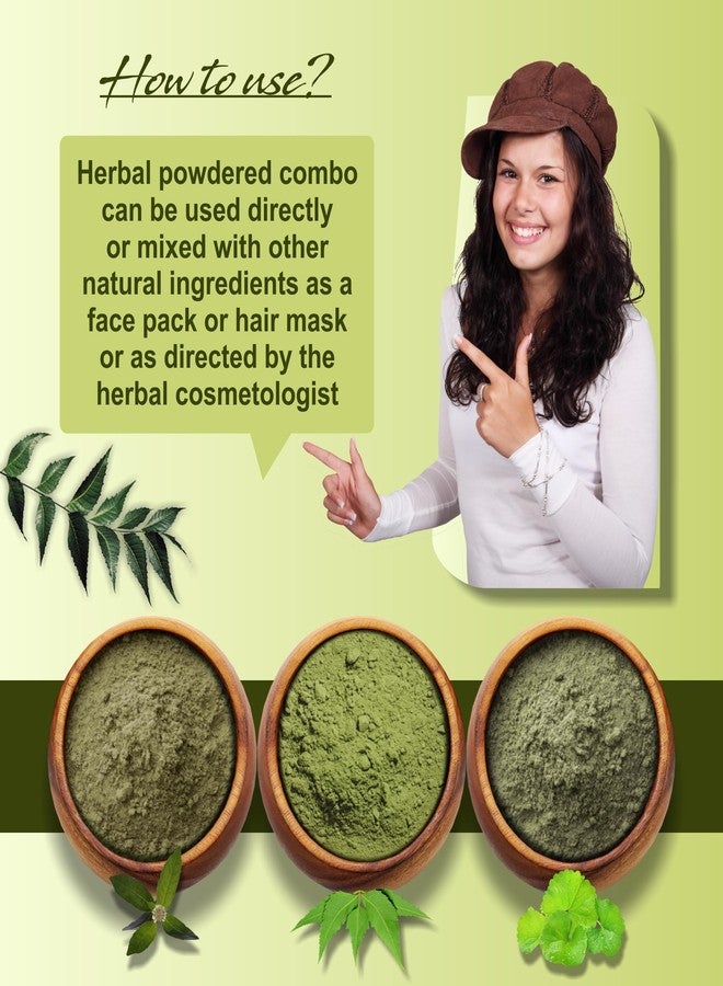 IYUSH Herbal Ayurveda Neem Powder with Brahmi Powder and Bhringraj Powder for Hair Growth - 750gm | Hair Mask for Dry and Frizzy Hair | Hair Volume Powder | Hair Pack | Hair Powder | 250gm each - Image 5
