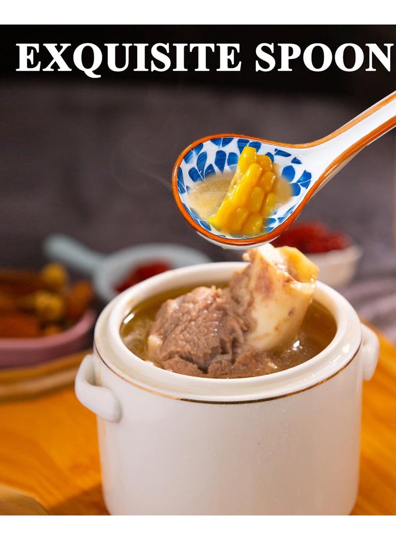 Zikra Asian Ceramic Soup Spoon, Long Curved Handle Soup Spoons, for Japanese Ramen, Chinese Wonton, Dumplings, Pho, Noodle Soup Spoons, Set of 4 - Image 4