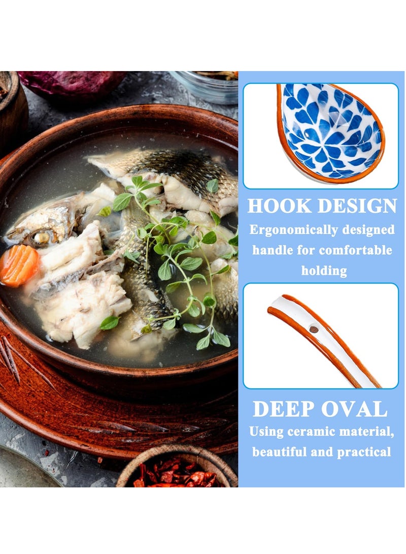 Zikra Asian Ceramic Soup Spoon, Long Curved Handle Soup Spoons, for Japanese Ramen, Chinese Wonton, Dumplings, Pho, Noodle Soup Spoons, Set of 4 - Image 2