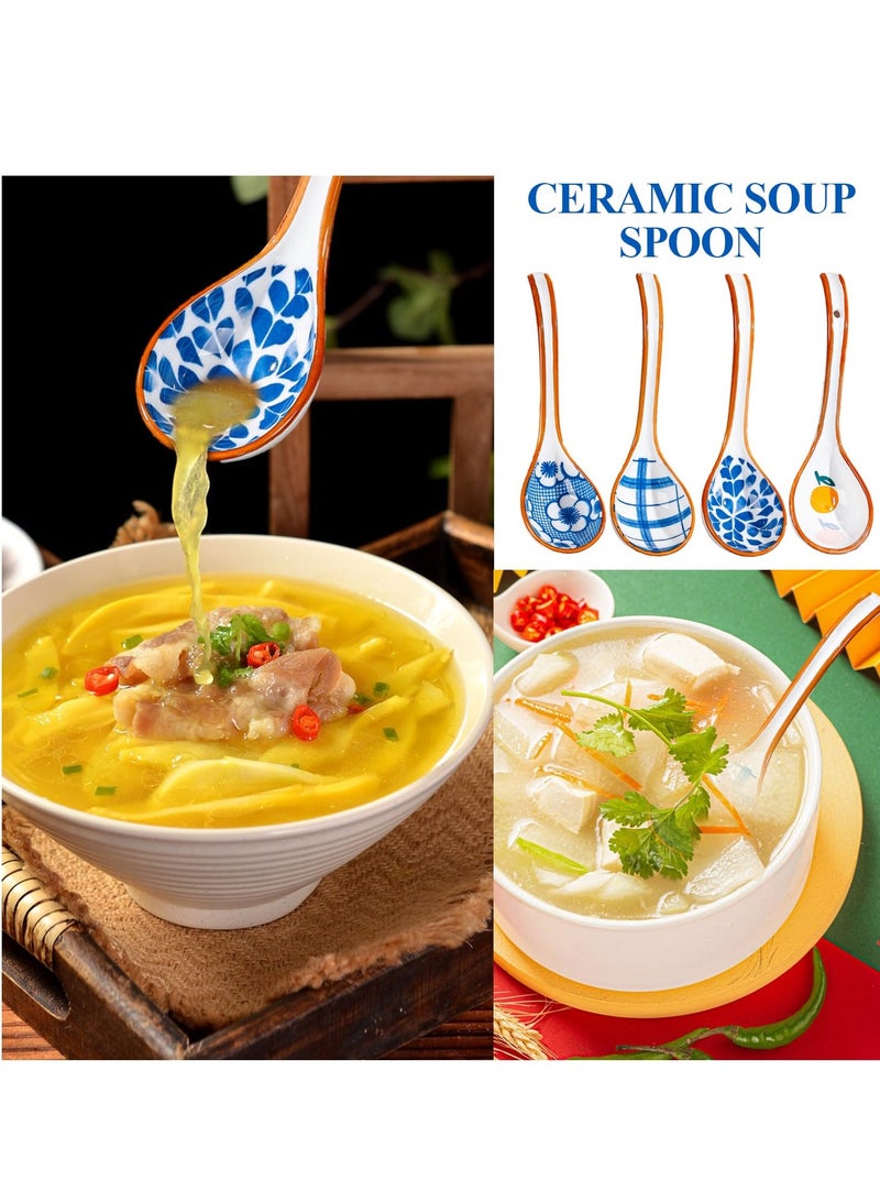 Zikra Asian Ceramic Soup Spoon, Long Curved Handle Soup Spoons, for Japanese Ramen, Chinese Wonton, Dumplings, Pho, Noodle Soup Spoons, Set of 4 - Image 3