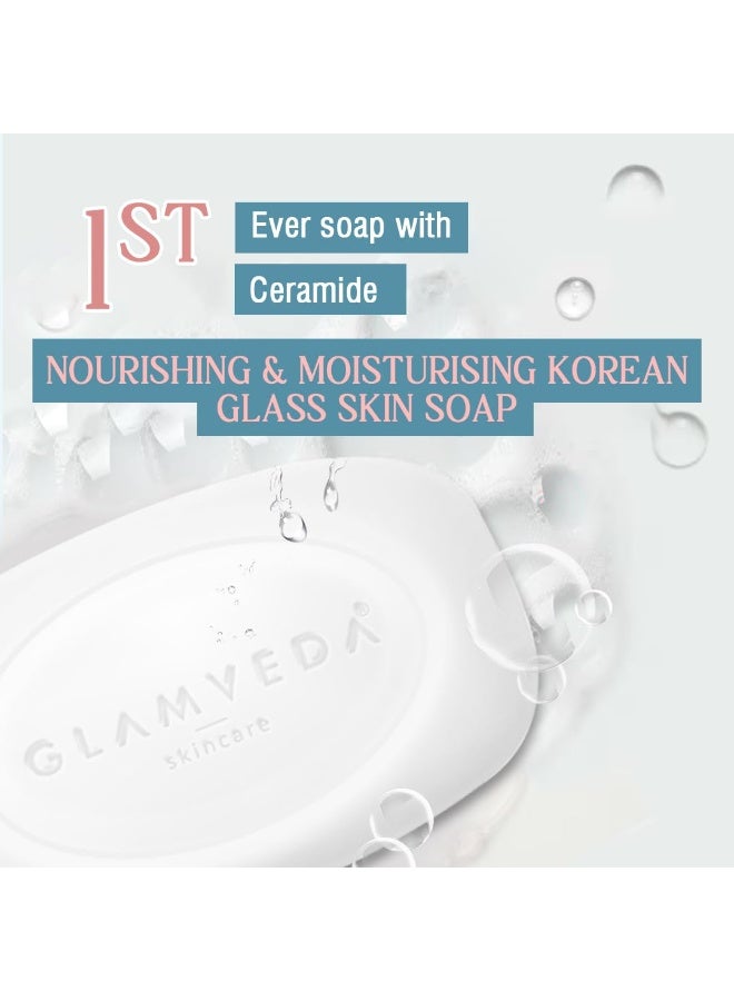 Glamveda Rice & Ceramide Skin Brightening Soap with Hyaluronic Acid | Deeply Nourishes & Moisturised | Soft & Smooth Skin | Soap for Men & Women | 75 g (Pack of 5) - Image 2