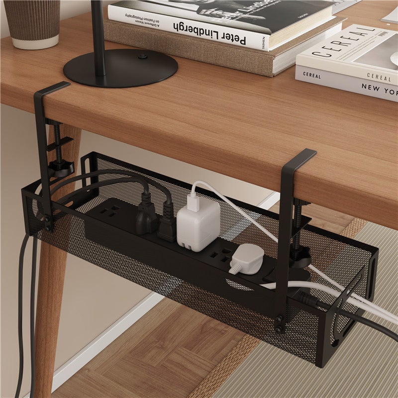 Ins under-table storage rack socket arrangement rack cable management support under-table wire PDU plug-in rack without punching(Small size white row rack 1 pack) - Image 2