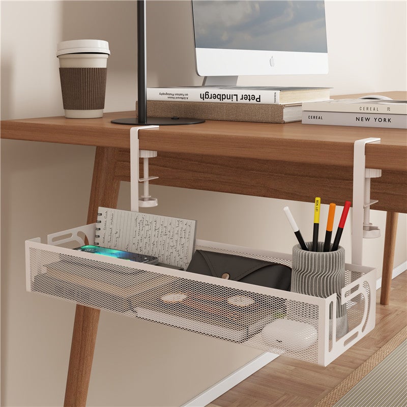 Ins under-table storage rack socket arrangement rack cable management support under-table wire PDU plug-in rack without punching(Small size white row rack 1 pack) - Image 3