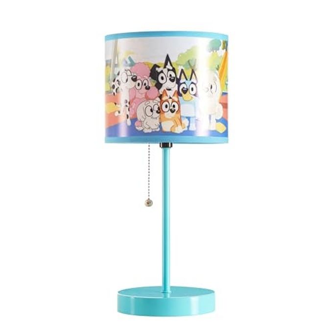 Idea Nuova Bluey Table Lamp for Kids,Stick Lamp with Printed Shade & Pull Chain,Bedroom or Nursery Nightstand Lighting,Official Bluey Merchandise - Image 1