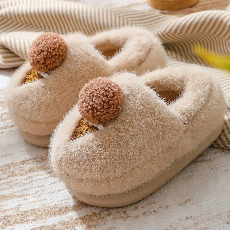 Y&D New Cartoon Cotton Kids Slippers Winter Indoor Thick-Soled Warm Shoes for Children Soft Home Outdoor Cute Shoes - Image 1