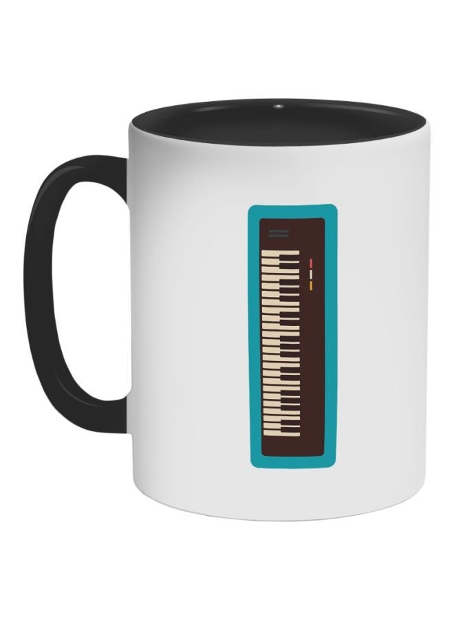 RYN Musical Instrument - Piano Printed Coffee Mug White/Black/Blue 325ml