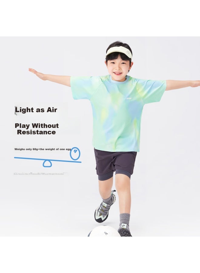 Zuoxi Children's Quick-drying Sports T-shirt Boys' Short Sleeve T-shirt New Boys Summer Top Training Suit Blue 150 - Image 4