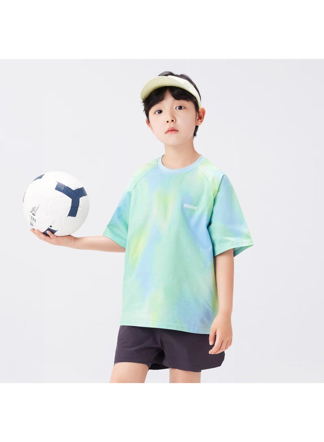 Zuoxi Children's Quick-drying Sports T-shirt Boys' Short Sleeve T-shirt New Boys Summer Top Training Suit Blue 150 - Image 5