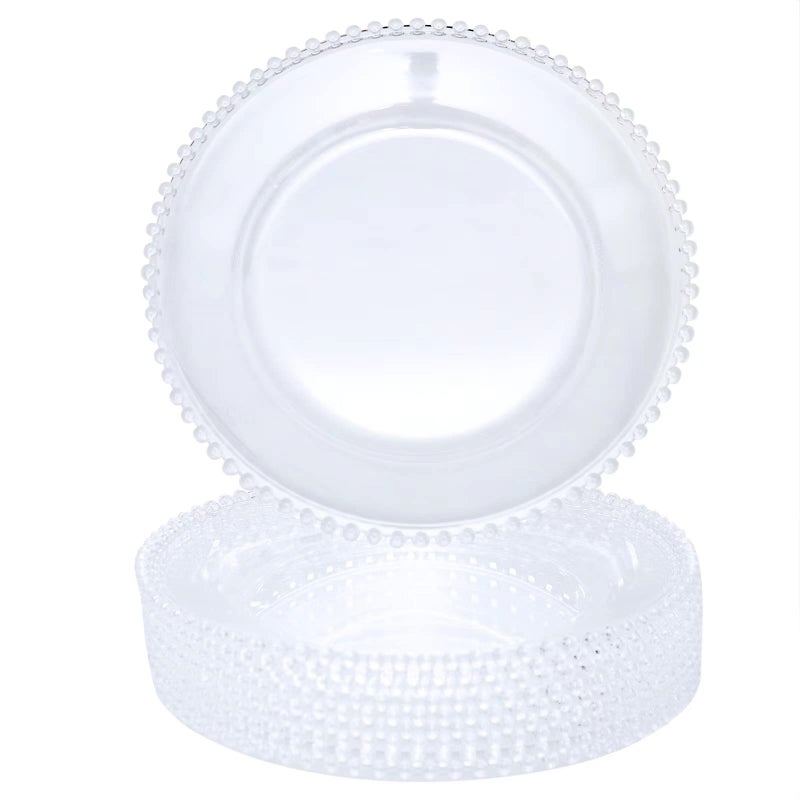 DaCakeWS Clear Bead Acrylic Charger Plates 13 Set10PCS Round Table Charger Plates Decoration WeddingPartyEventAcrylic Bead Clear 10