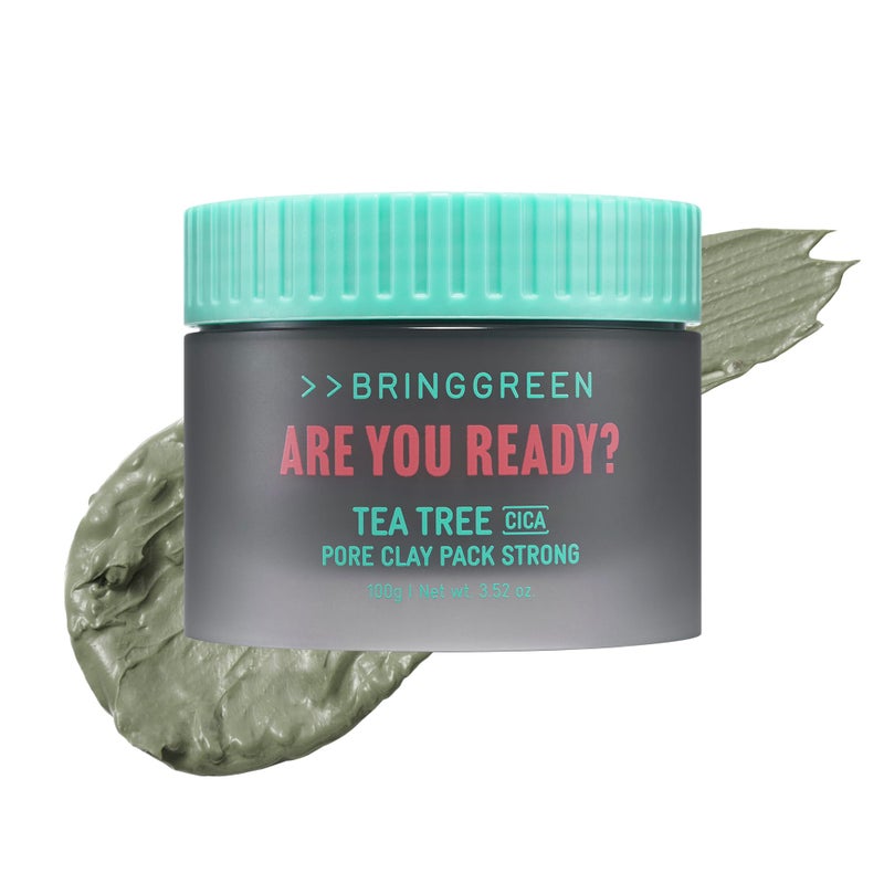 BRING GREEN Tea Tree Cica Pore Clay Mask 100g Deep Cleansing Wash Off Pack for Blackheads Excess Sebum - Image 3
