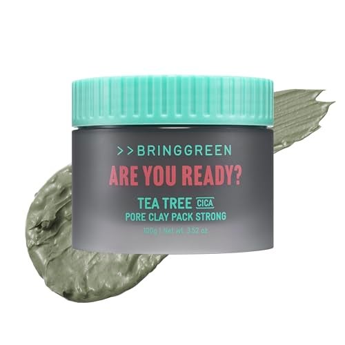 BRING GREEN Tea Tree Cica Pore Clay Mask 100g Deep Cleansing Wash Off Pack for Blackheads Excess Sebum - Image 1
