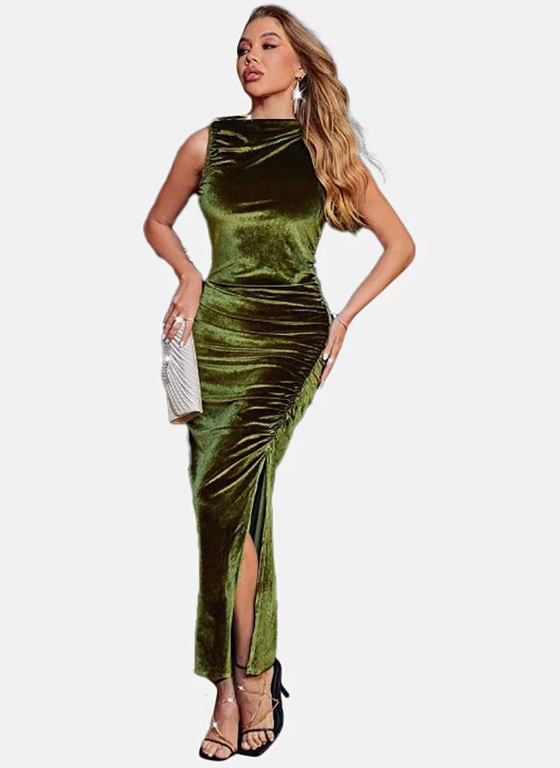 YUNIQEE Velvet Ruched Dress