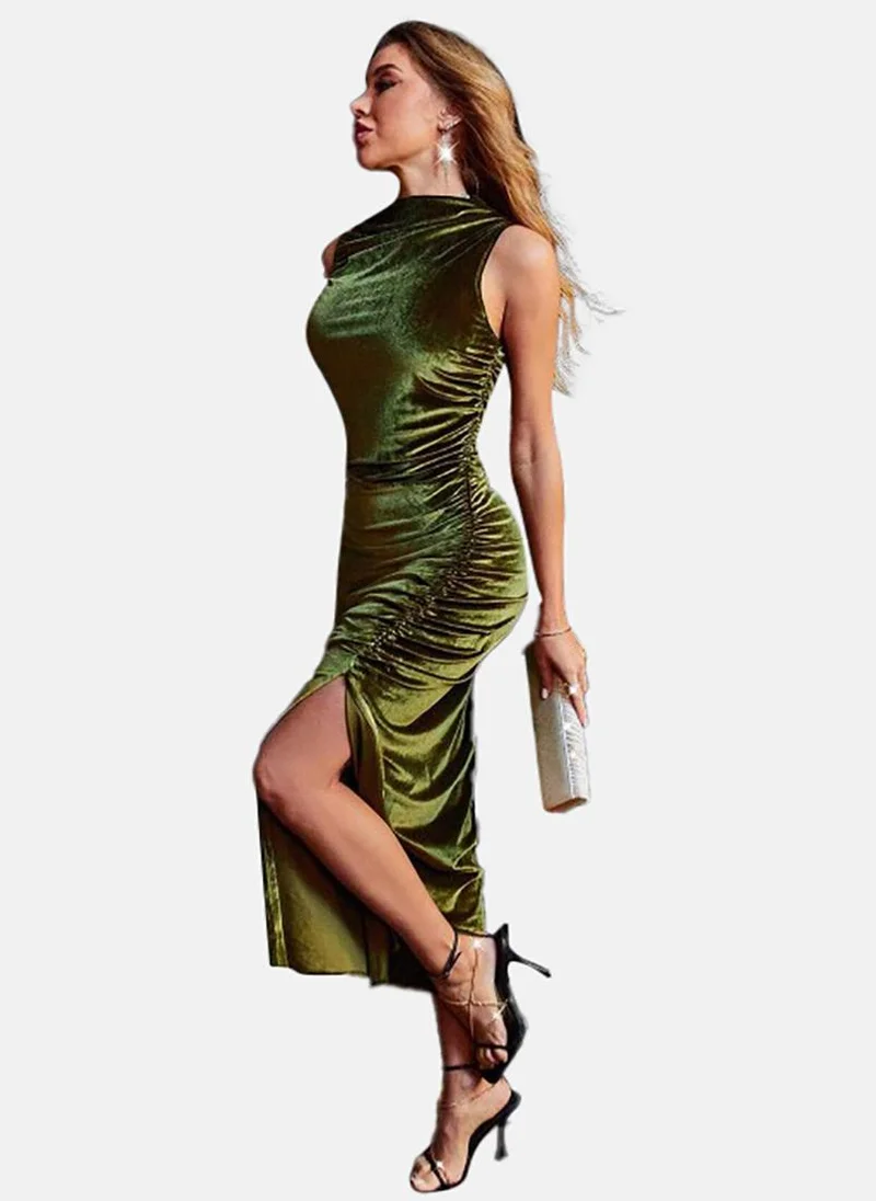 YUNIQEE Velvet Ruched Dress
