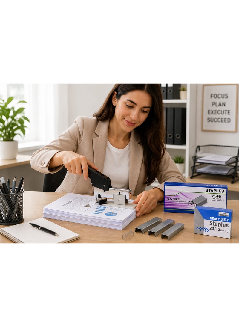 دباسة أوراق مكتبية 200 ورقة للخدمة الشاقة (Heavy Duty) – سعة عالية للمكاتب والأعمال المهنية، متوافقة مع أحجام دبابيس متعددة (23/6) 23/24