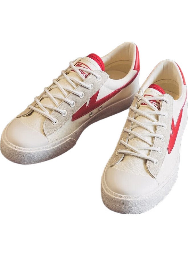 Warrior Spring And Autumn Couple Canvas Shoes Men And Women Casual Shoes All-Match Sports Retro National Tide Board Shoes Kghc647Mj Beige Red 41 - Image 3