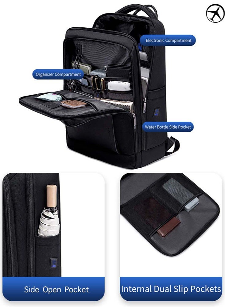 أركتيك هانتر حقيبة كمبيوتر محمول كبيرة للسفر ، حقيبة ظهر عمل متينة مع مقصورة كمبيوتر محمول ، حقيبة كمبيوتر جامعية مقاومة للماء هدايا للرجال تناسب كمبيوتر محمول مقاس 17 بوصة ، أسود - Image 4
