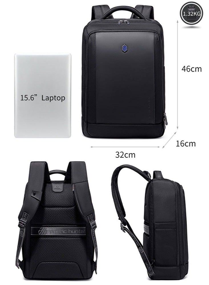 أركتيك هانتر حقيبة كمبيوتر محمول كبيرة للسفر ، حقيبة ظهر عمل متينة مع مقصورة كمبيوتر محمول ، حقيبة كمبيوتر جامعية مقاومة للماء هدايا للرجال تناسب كمبيوتر محمول مقاس 17 بوصة ، أسود - Image 3