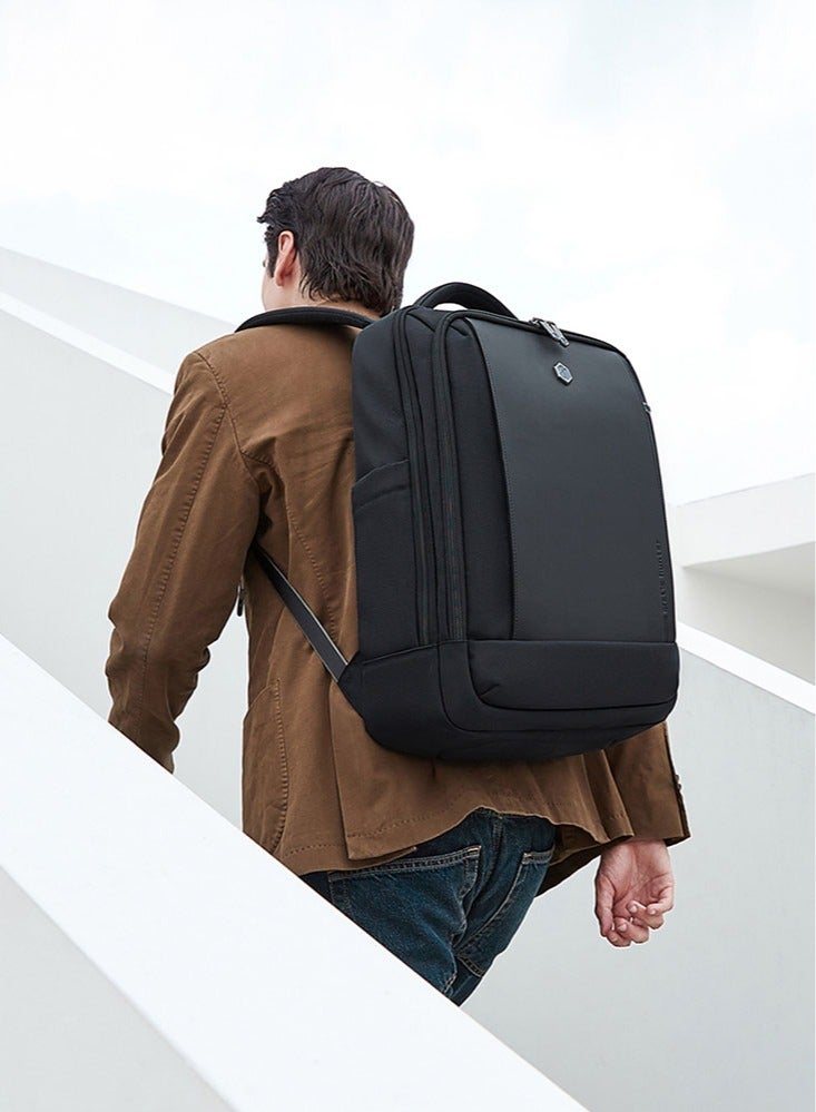 أركتيك هانتر حقيبة كمبيوتر محمول كبيرة للسفر ، حقيبة ظهر عمل متينة مع مقصورة كمبيوتر محمول ، حقيبة كمبيوتر جامعية مقاومة للماء هدايا للرجال تناسب كمبيوتر محمول مقاس 17 بوصة ، أسود - Image 2