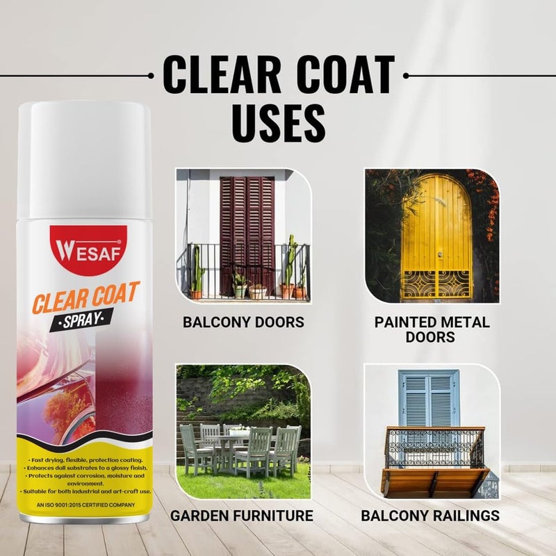 Wesaf Clear Coat Spray Quick Drying, Transparent, Glossy Coating, Protects From Moisture, Corrosion, Dust & Contaminants Grade-8090(250GM) - Image 3