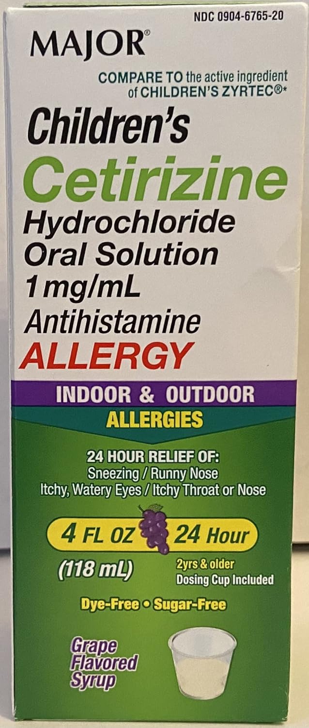 MAJOR Childrens CETIRIZINE Hydrochloride Oral Solution 1MGML Allergy ANTIHISTAMINE - Image 1