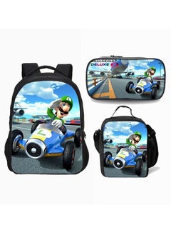 3 pcs/Set Super Mario Luigi 16 inch School Bag for Boys Girls Super Mario Kids Backpack Child Crossbody Satchel Pencil Case Children