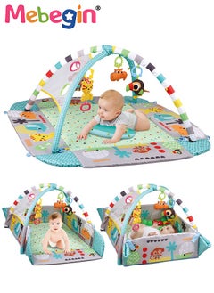 MEBEGIN 5 in 1 Foldable Baby Play Mat, Baby Activity Gym Mat with Detachable Hanging Toys and Colorful Ocean Balls, Soft Baby Mats for Floor Play, Non-slip Tummy Time Mat for Infants, Infant Playpen with Adorable Design, Enhancing Sensory Awareness, 97.5*109*54cm  - Image 1