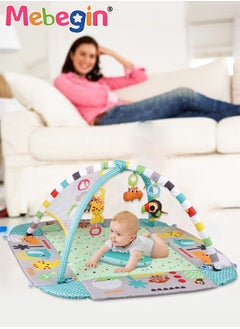 MEBEGIN 5 in 1 Foldable Baby Play Mat, Baby Activity Gym Mat with Detachable Hanging Toys and Colorful Ocean Balls, Soft Baby Mats for Floor Play, Non-slip Tummy Time Mat for Infants, Infant Playpen with Adorable Design, Enhancing Sensory Awareness, 97.5*109*54cm  - Image 2