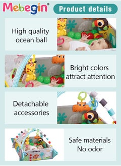 MEBEGIN 5 in 1 Foldable Baby Play Mat, Baby Activity Gym Mat with Detachable Hanging Toys and Colorful Ocean Balls, Soft Baby Mats for Floor Play, Non-slip Tummy Time Mat for Infants, Infant Playpen with Adorable Design, Enhancing Sensory Awareness, 97.5*109*54cm  - Image 4