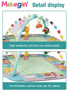 MEBEGIN 5 in 1 Foldable Baby Play Mat, Baby Activity Gym Mat with Detachable Hanging Toys and Colorful Ocean Balls, Soft Baby Mats for Floor Play, Non-slip Tummy Time Mat for Infants, Infant Playpen with Adorable Design, Enhancing Sensory Awareness, 97.5*109*54cm  - Image 3