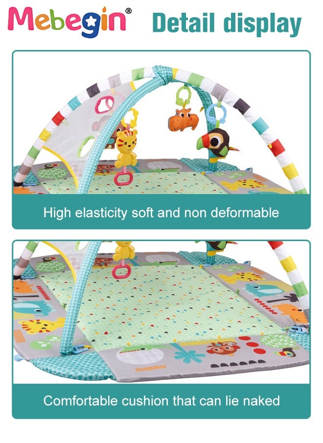 MEBEGIN 5 in 1 Foldable Baby Play Mat, Baby Activity Gym Mat with Detachable Hanging Toys and Colorful Ocean Balls, Soft Baby Mats for Floor Play, Non-slip Tummy Time Mat for Infants, Infant Playpen with Adorable Design, Enhancing Sensory Awareness, 97.5*109*54cm  - Image 3