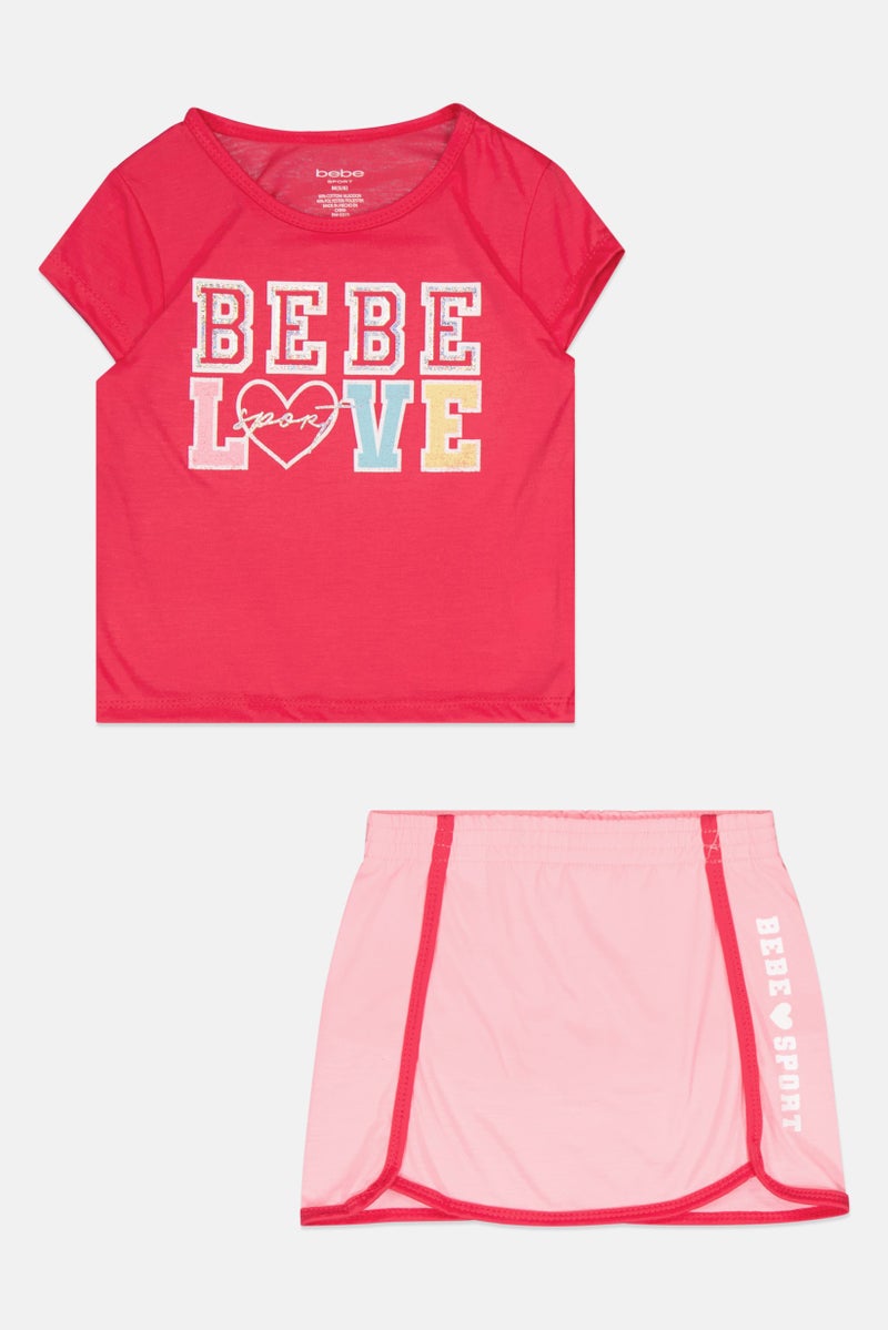 bebe Kids Girl 2 Pcs Cap Sleeve Outdoor Top And Skort Set, Multicolor - Image 3