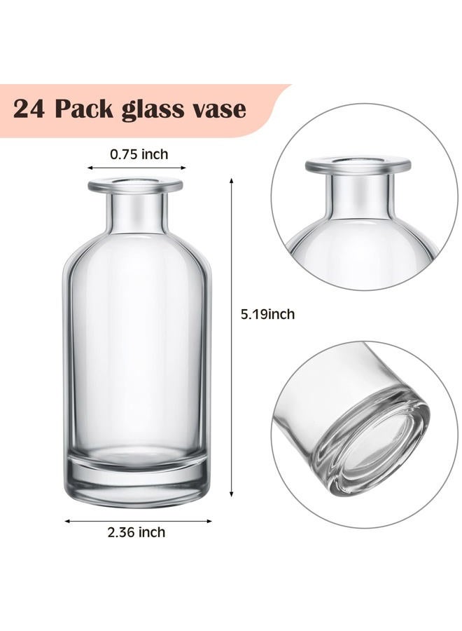 Mimorou 24 Pack Glass Living Bud Vases Bulk Flower Small Vase Clear Vase, Glass Jar Vases Centerpiece Table Home Glass Decoration for Rustic Wedding Reception (2 x 2.8 in) - Image 2