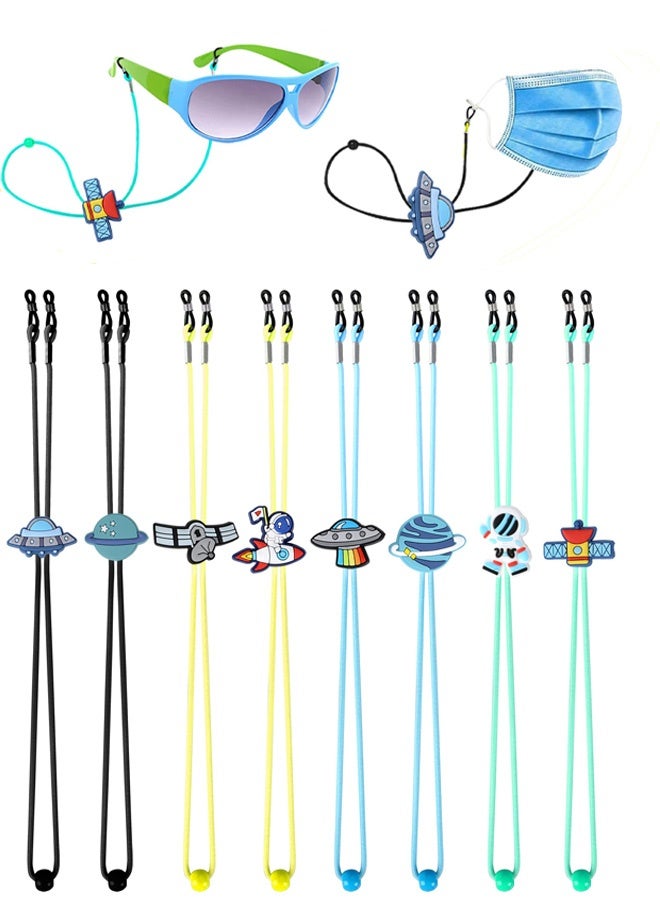 8 Pcs Kids Anti Slip Glasses Strap Adjustable Planet Space Design Stretchy Eyeglass Sunglass Straps String Eyewear Retainer Chain Lanyard for Boys Girls Fit School, Sport, Playtime,Daily Wear - Image 1