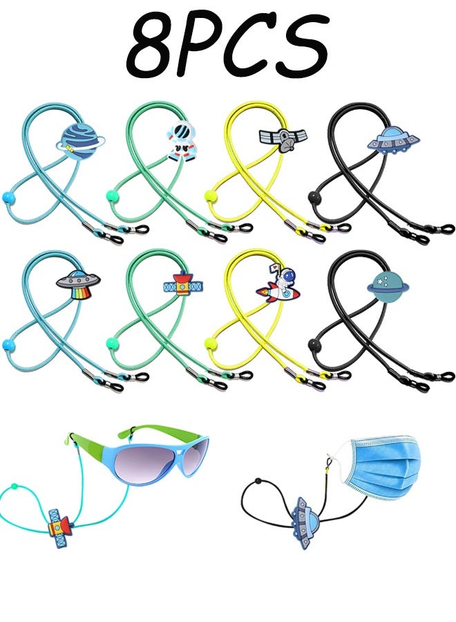 8 Pcs Kids Anti Slip Glasses Strap Adjustable Planet Space Design Stretchy Eyeglass Sunglass Straps String Eyewear Retainer Chain Lanyard for Boys Girls Fit School, Sport, Playtime,Daily Wear - Image 2