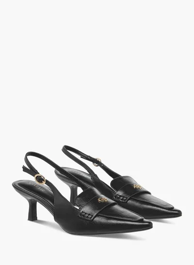 سيليست حذاء نسائي slingback بتفاصيل شعار وإبزيم