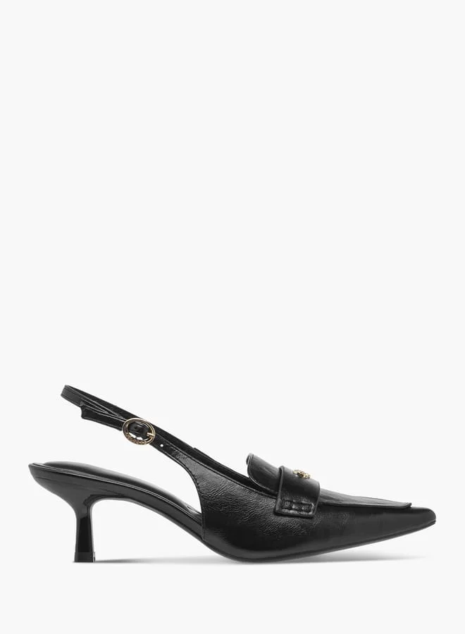 سيليست حذاء نسائي slingback بتفاصيل شعار وإبزيم