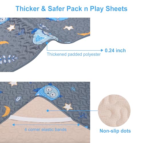 MatLeya Quilted Pack n Play Sheet Fitted, Breathable Thick Pad for Pack and Play Mattress, Pack and Play Mattress Sheet fits Graco, Portable Mini Cribs, Play Yards, Padded Playpen Protector Cover - Image 2