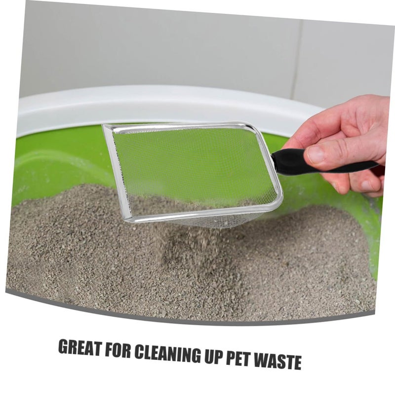 2 Pcs Stainless Steel Cat Litter Scoop Mesh Ergonomic Shovels For Quick Pet Waste Cleanup Durable Easy Handling - Image 4