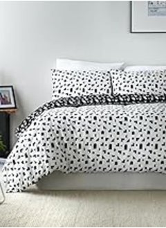 Matalan Matalan Cotton Rich Monochrome Geometric Duvet Cover, Double Size, Black 