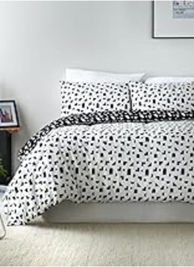 Matalan Matalan Cotton Rich Monochrome Geometric Duvet Cover, Double Size, Black 