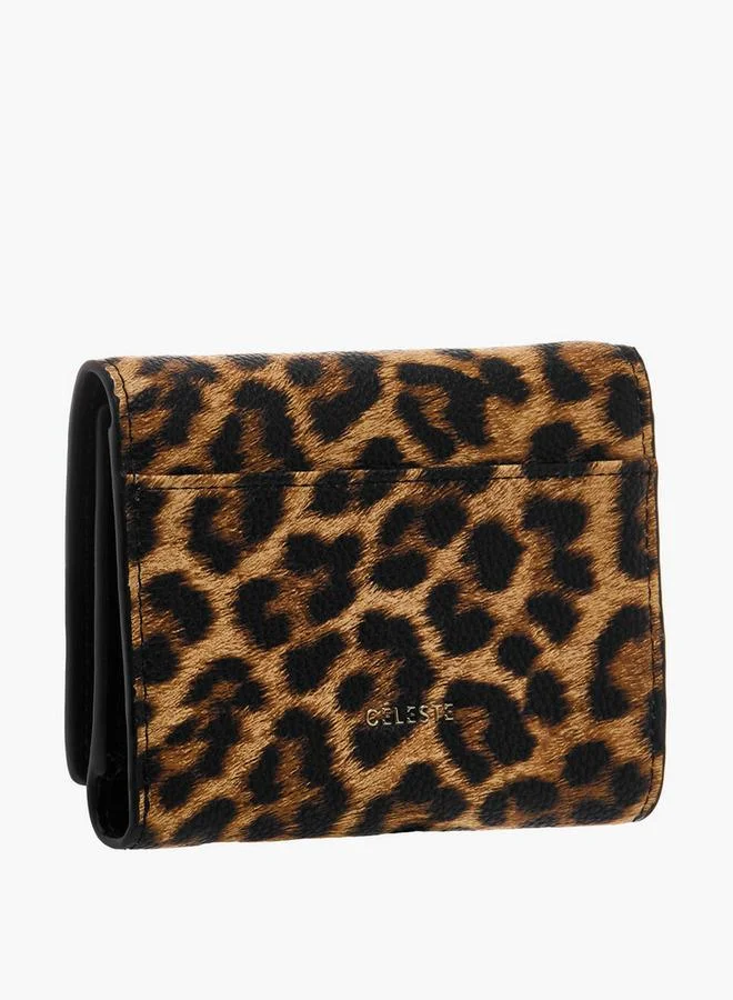 سيليست Animal Print Wallet with Button Closure