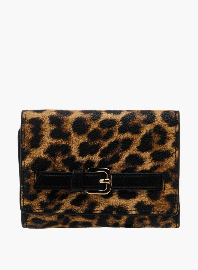 سيليست Animal Print Wallet with Button Closure