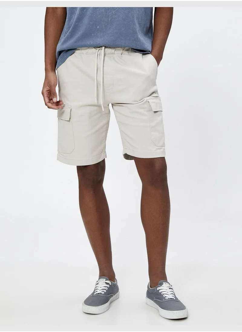 KOTON Basic Cargo Shorts Drawstring Pocket Detailed Cotton