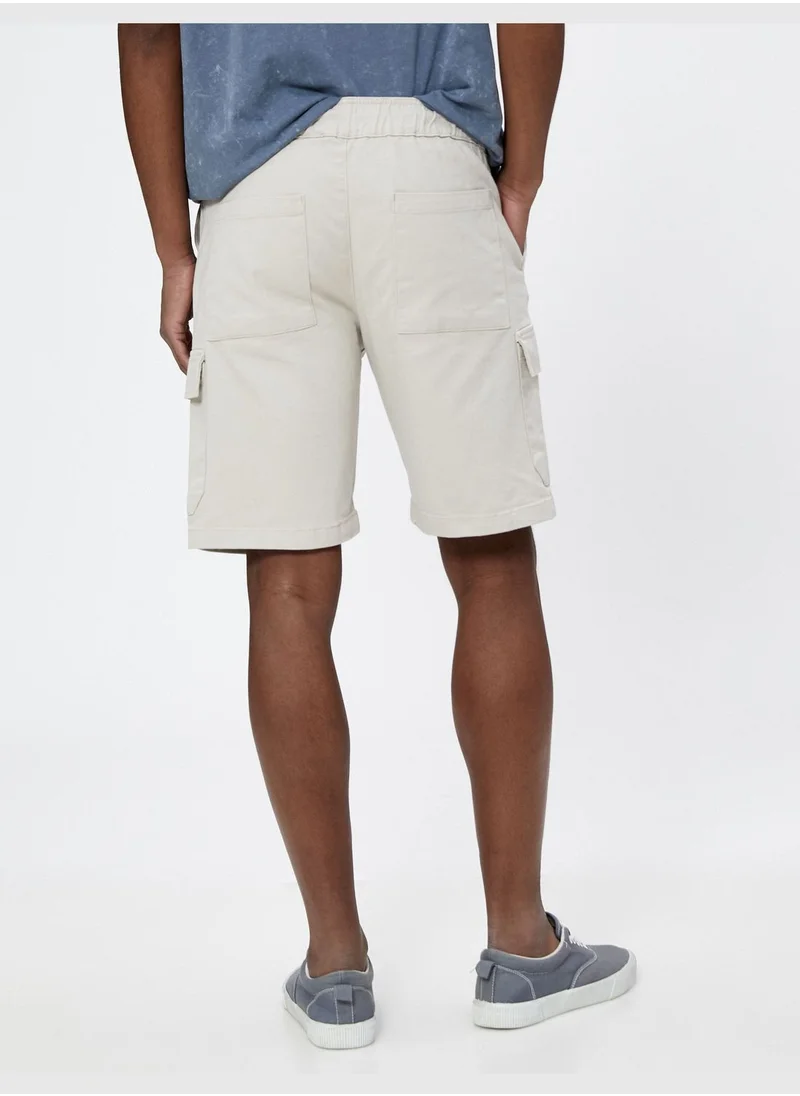 KOTON Basic Cargo Shorts Drawstring Pocket Detailed Cotton