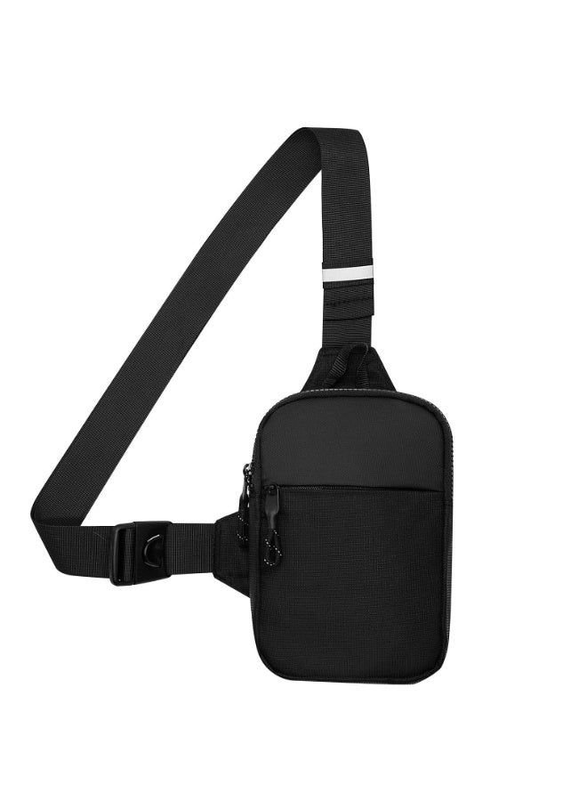 VIUAUAX حقيبة صغيرة بحمالة صغيرة للرجال حقيبة كروس مضادة للماء للرجال حقائب صدر مع حزام كتف قابل للتعديل للسفر والتخييم الرياضي (أسود) - Image 1