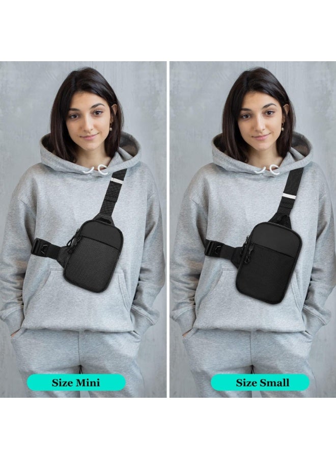 VIUAUAX حقيبة صغيرة بحمالة صغيرة للرجال حقيبة كروس مضادة للماء للرجال حقائب صدر مع حزام كتف قابل للتعديل للسفر والتخييم الرياضي (أسود) - Image 3