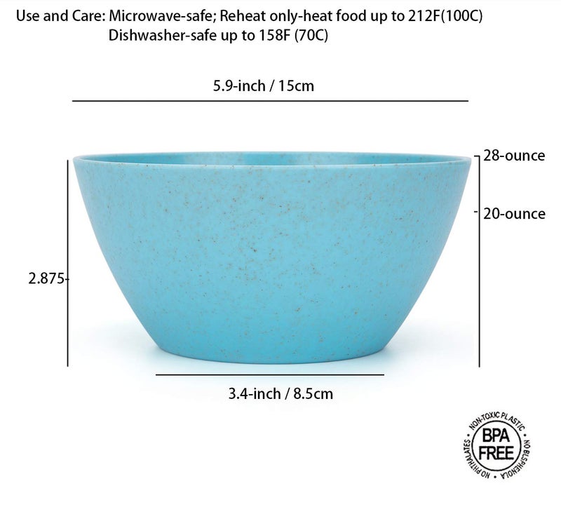 Yalin Wheat Straw Lightweight PP Bowls 28 OZ Unbreakable Cereal Bowls for Rice and Soup Dishwasher and Microwave Safe(Multi Color) (Set of 8) - Image 2