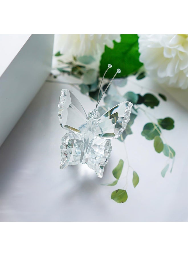 Lemon White Crystal Flying Butterfly with Crystal Ball Base Figurine Collection Cut Glass Ornament Statue Animal Collectible - Image 2